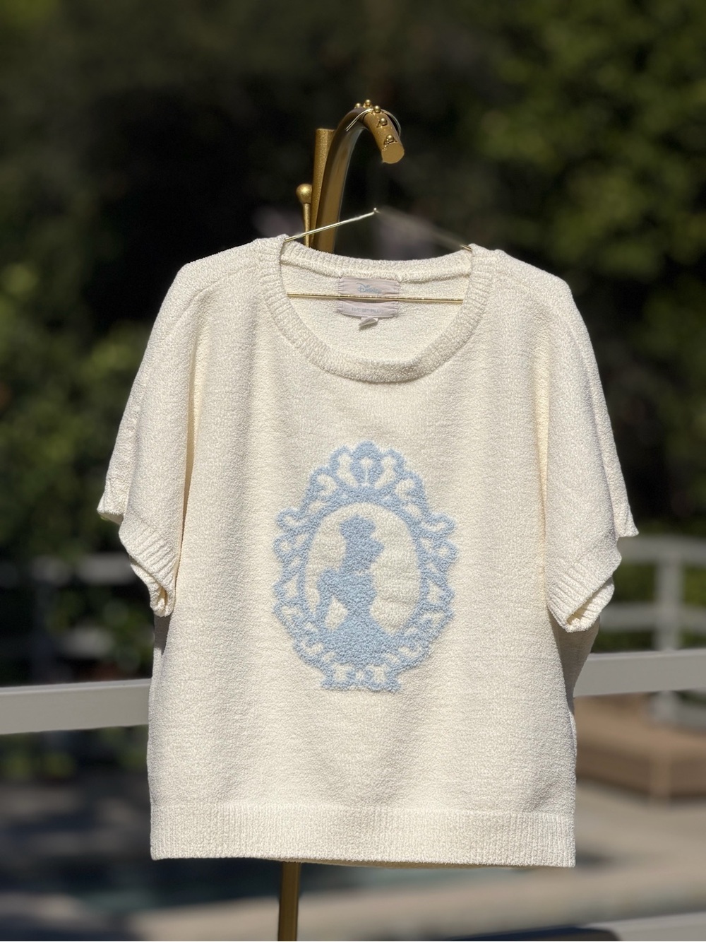 Disney x Barefoot Dreams Cream Terry Knit Pajama Top & Shorts Cinderella Logo